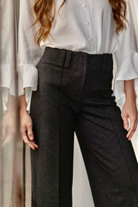 Pantalón Ponti Doble Pasador Gris Jaspe