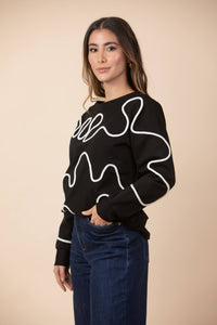 Buzo Emilia bordado Arabezcos Negro / Marfil