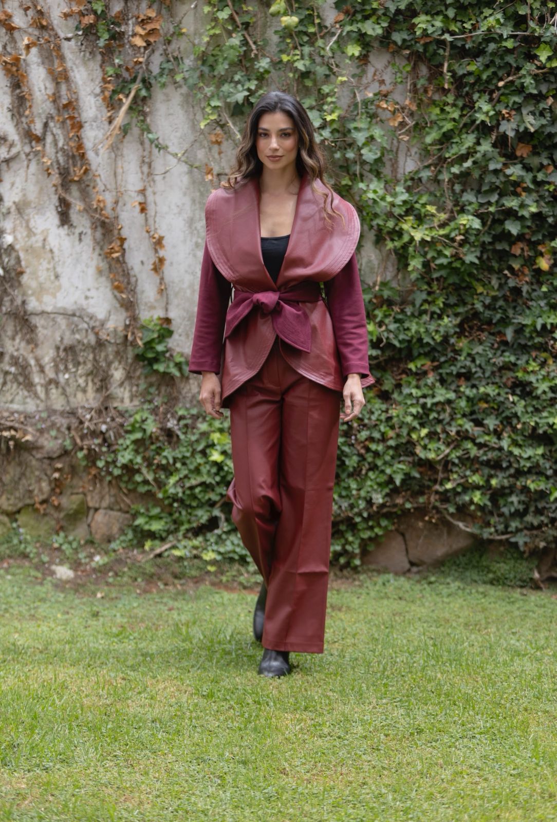 Pantalón Palazzo Ecocuero Vino