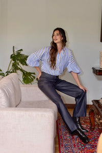 Pantalón Palazzo Ecocuero Azul Navy