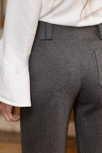 Pantalón Ponti Doble Pasador Gris Jaspe