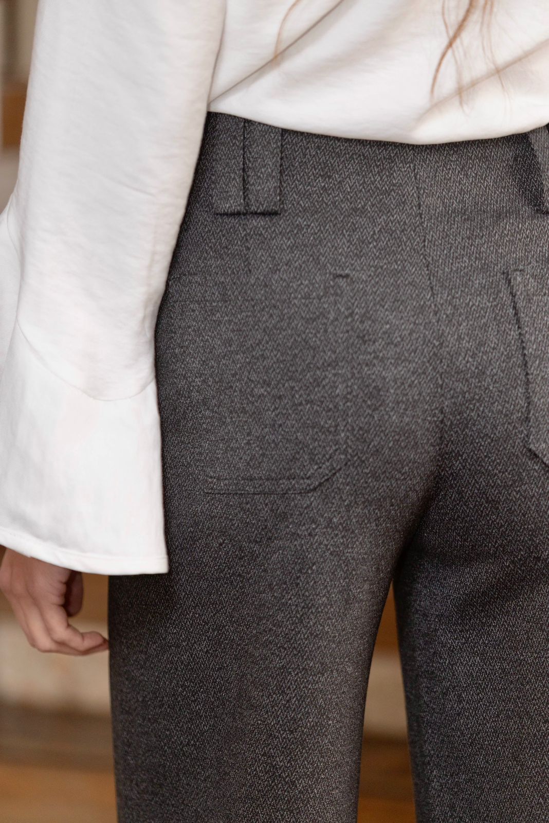 Pantalón Ponti Doble Pasador Gris Jaspe