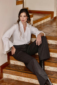 Pantalón Ponti Doble Pasador Gris Jaspe