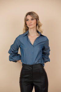 Blusa Amelia De Jean Chambray Ligeramente Brillante