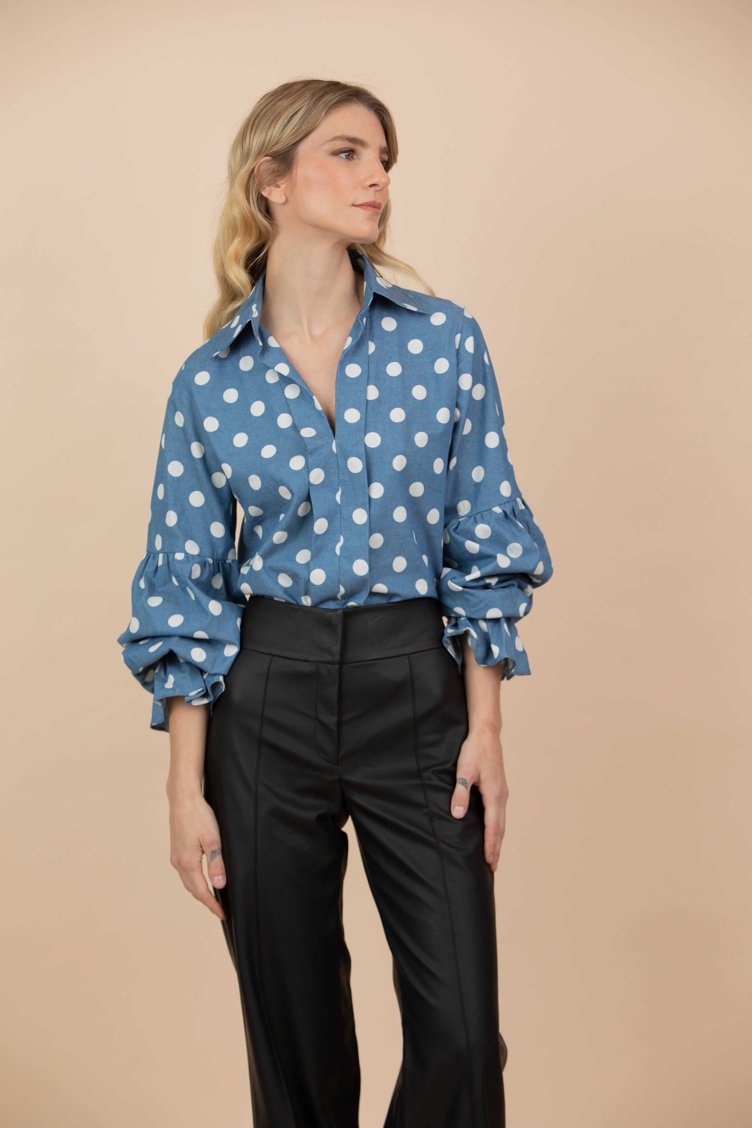 Blusa Agatha Pepas Algodón Jean Claro