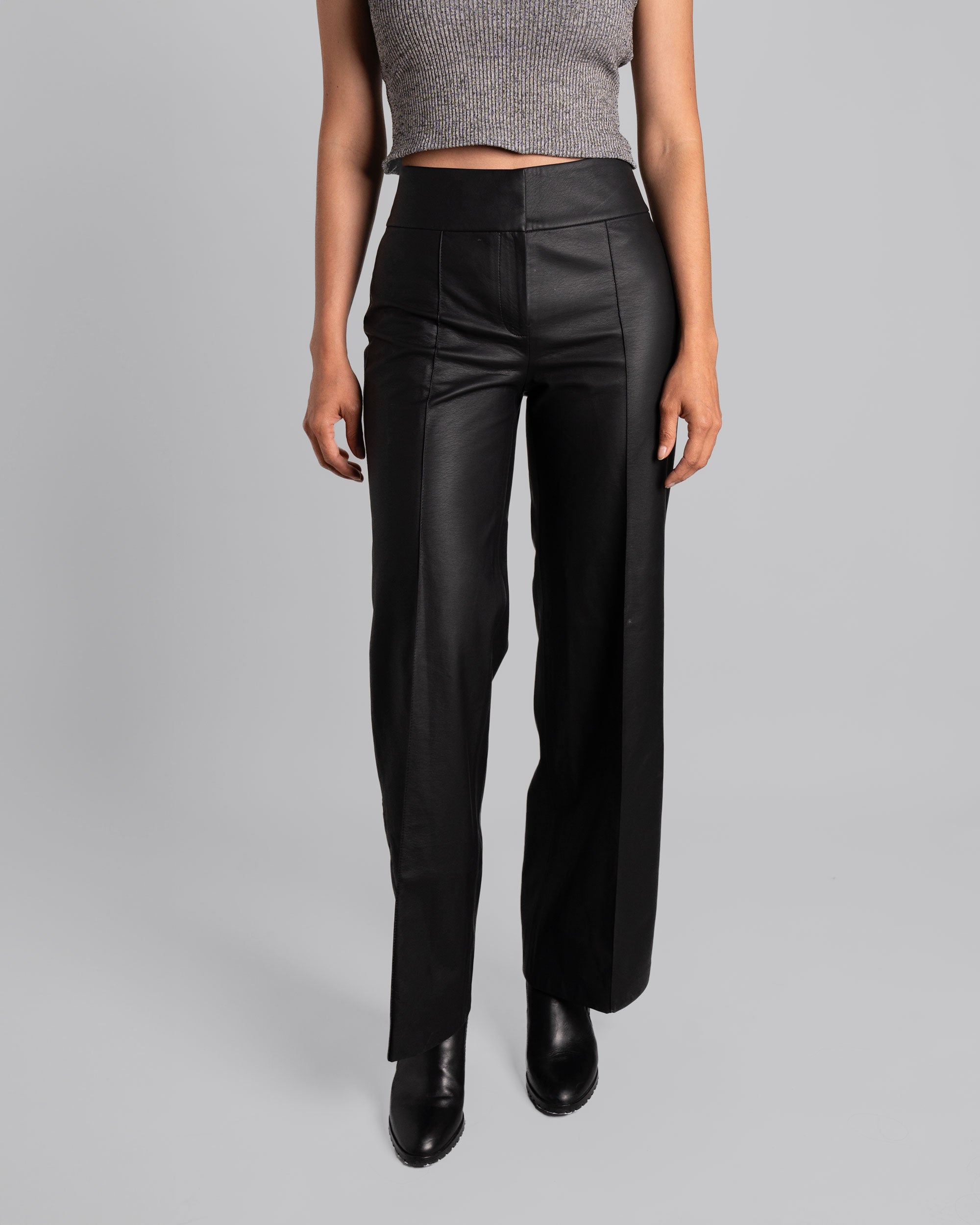 Pantalón Eco Cuero Palazzo Negro