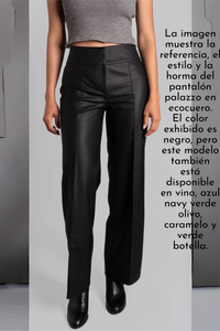 Pantalón Palazzo Ecocuero Verde Oliva