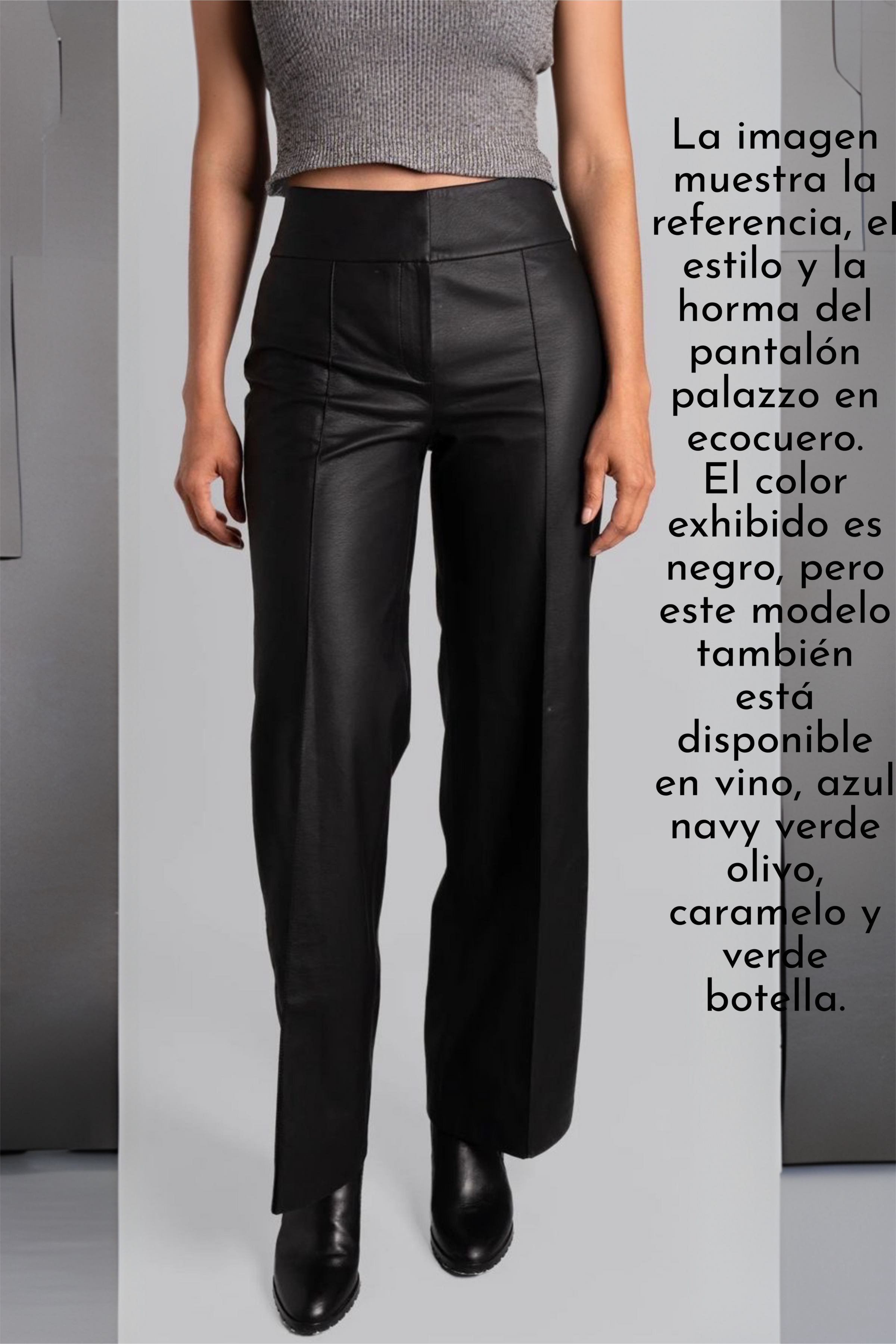 Pantalón Palazzo Ecocuero Verde Oliva