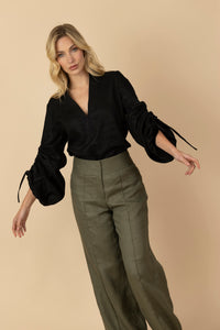 Blusa Juana 100% Lino Negra