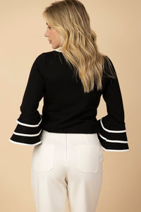 Blusa Filomena Ponti Combinada Negra