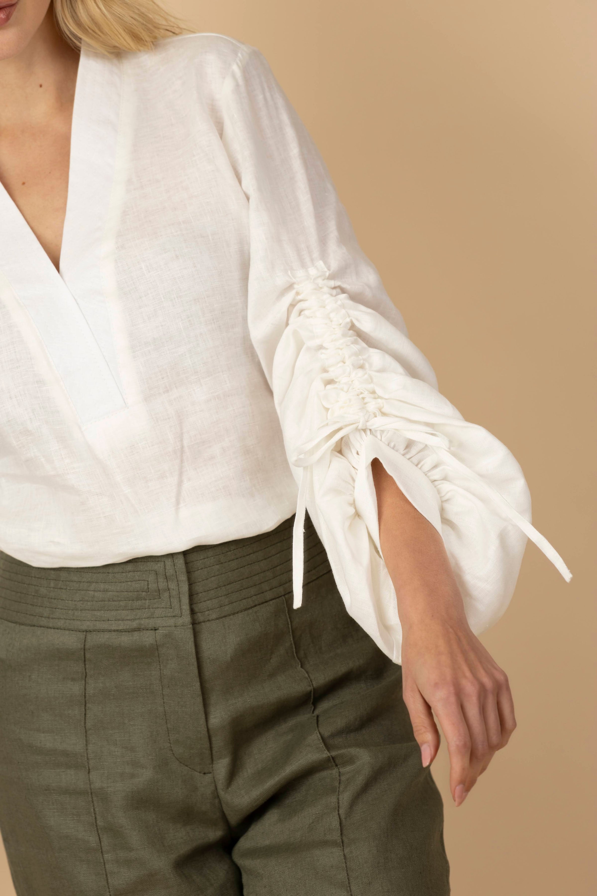 Blusa Juana 100% Lino Marfil