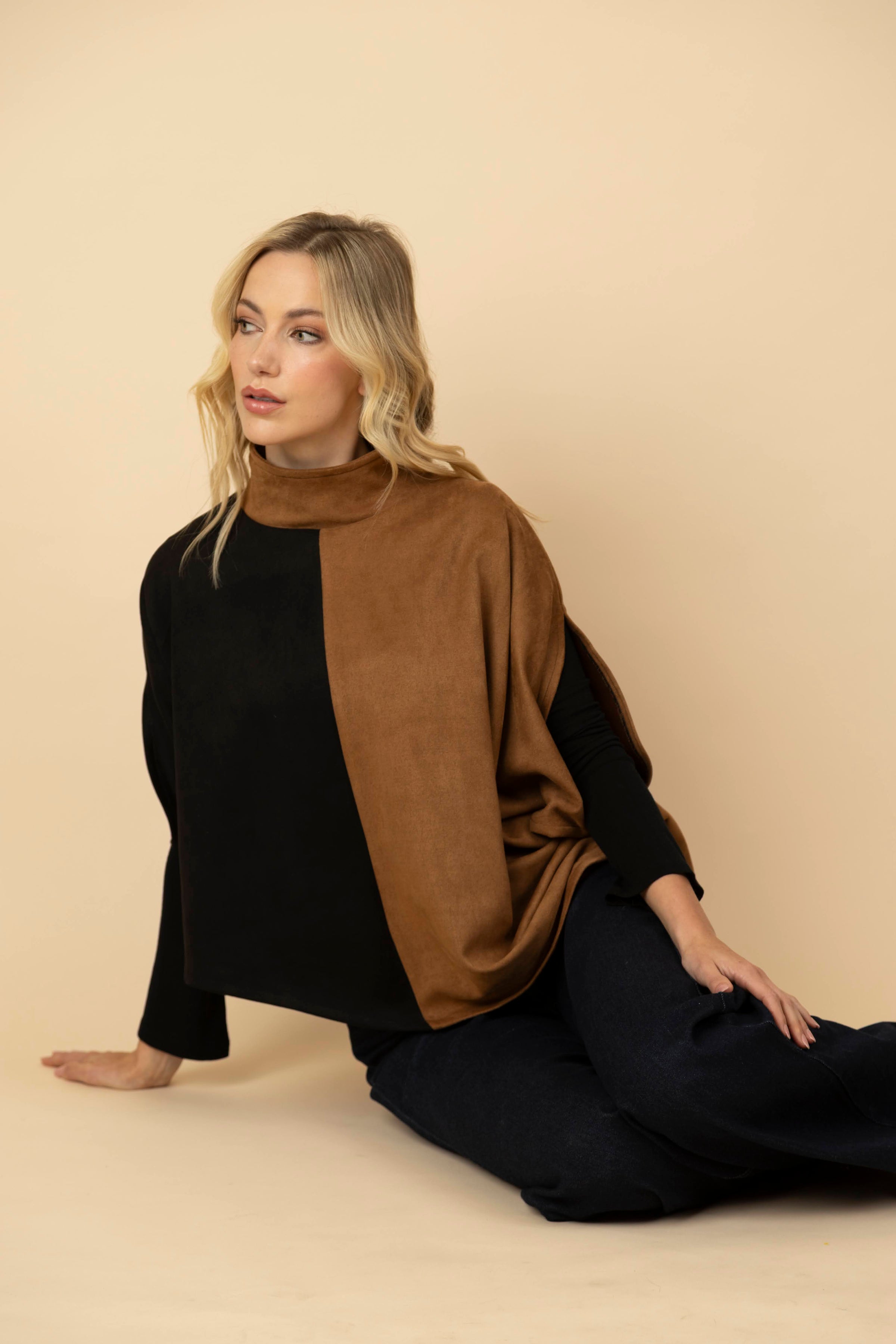 Blusón Sasha Negro / Camel
