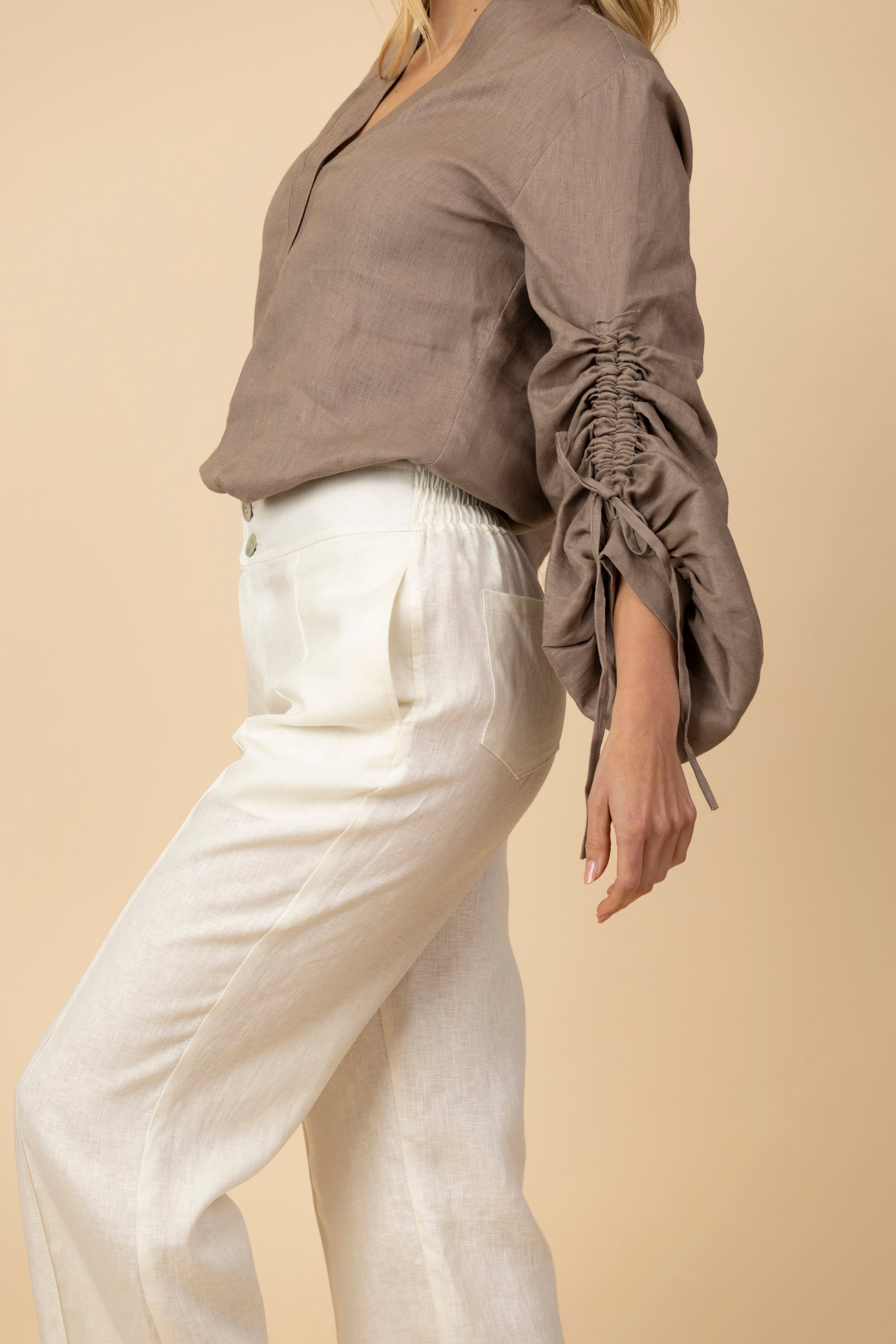 Blusa Juana 100% Lino Taupé