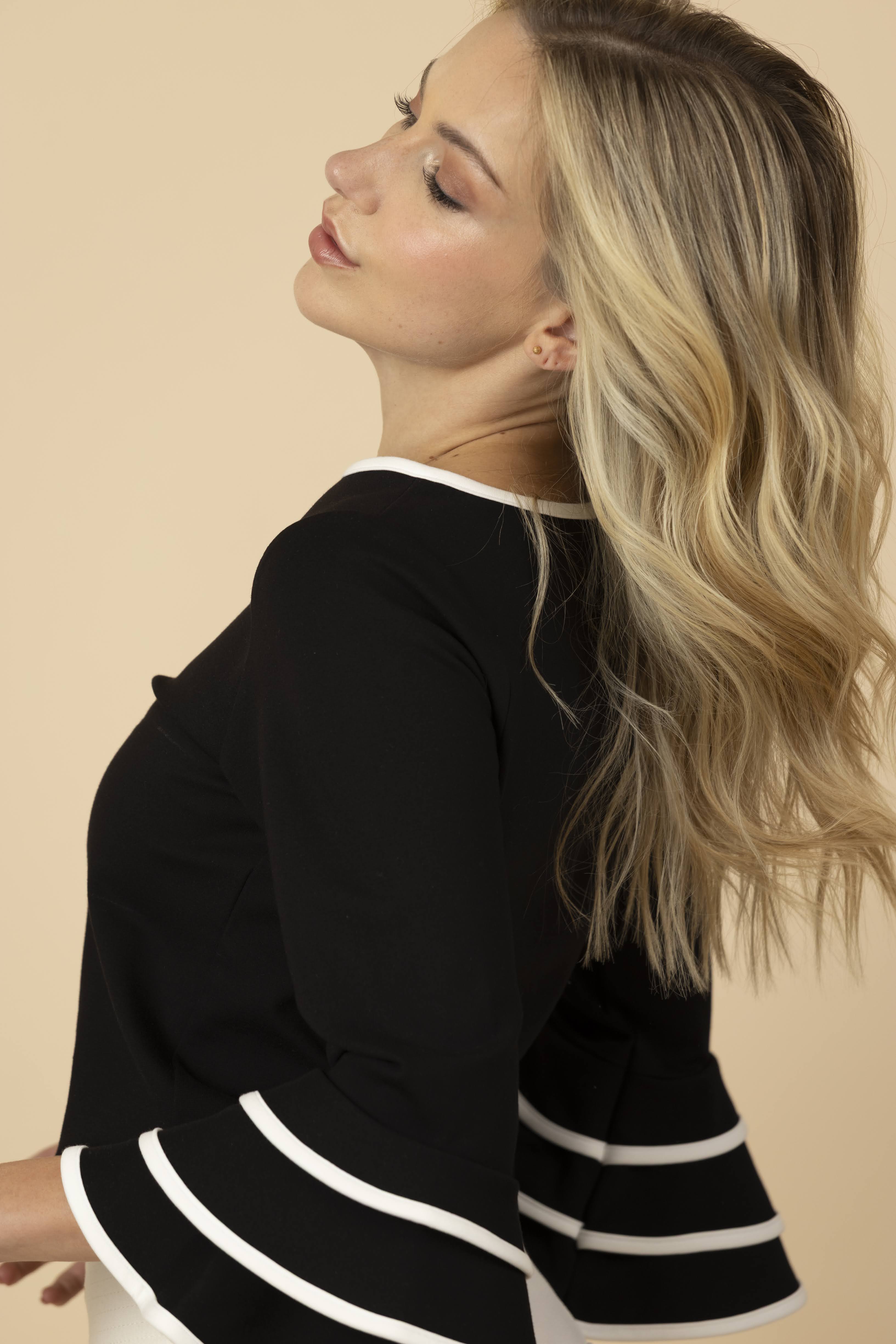 Blusa Filomena Ponti Combinada Negra
