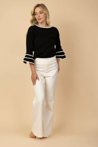 Blusa Filomena Ponti Combinada Negra