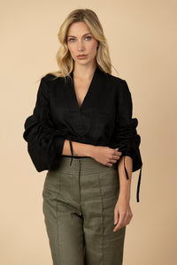 Blusa Juana 100% Lino Negra