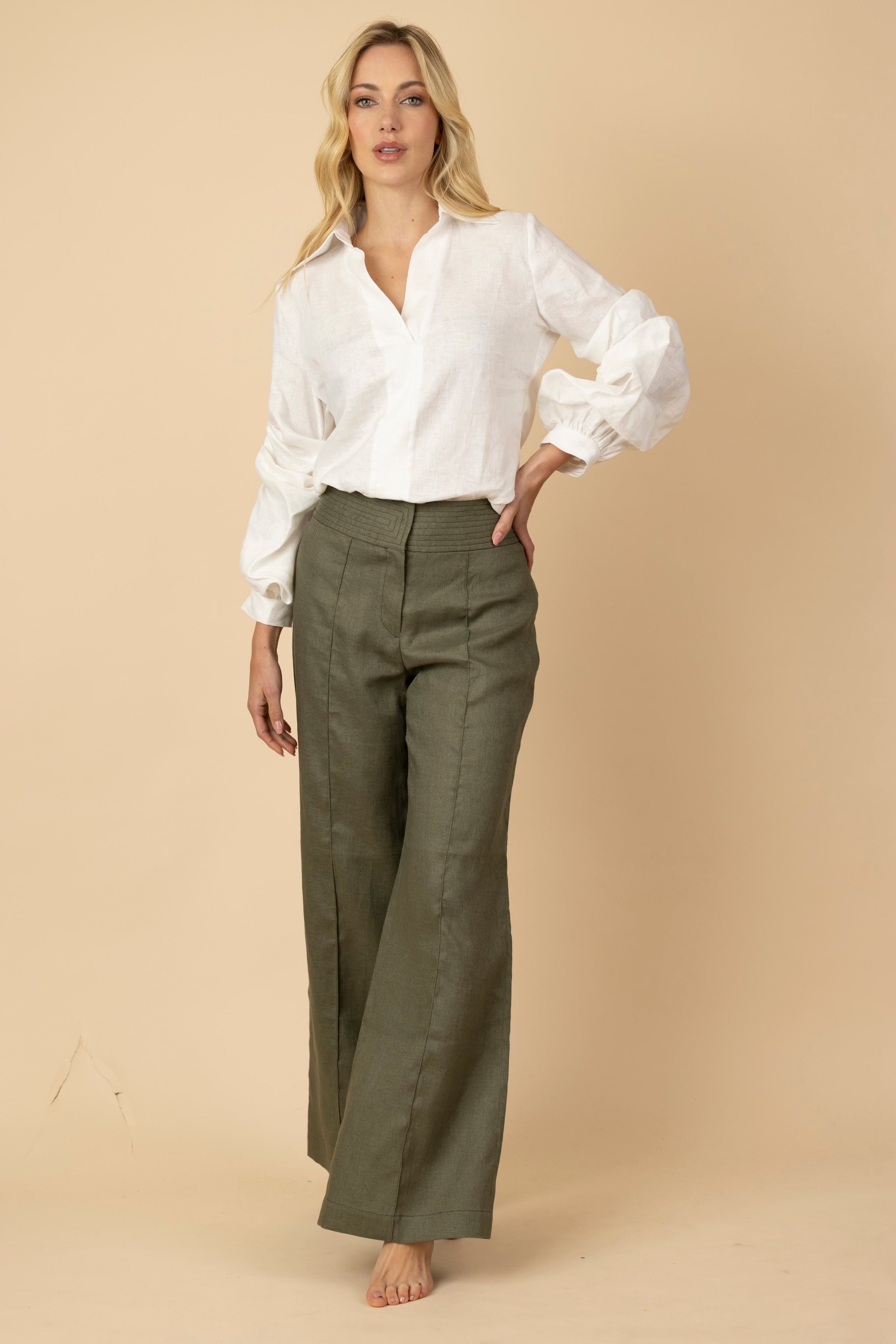 Blusa Amelia 100% Lino Marfil