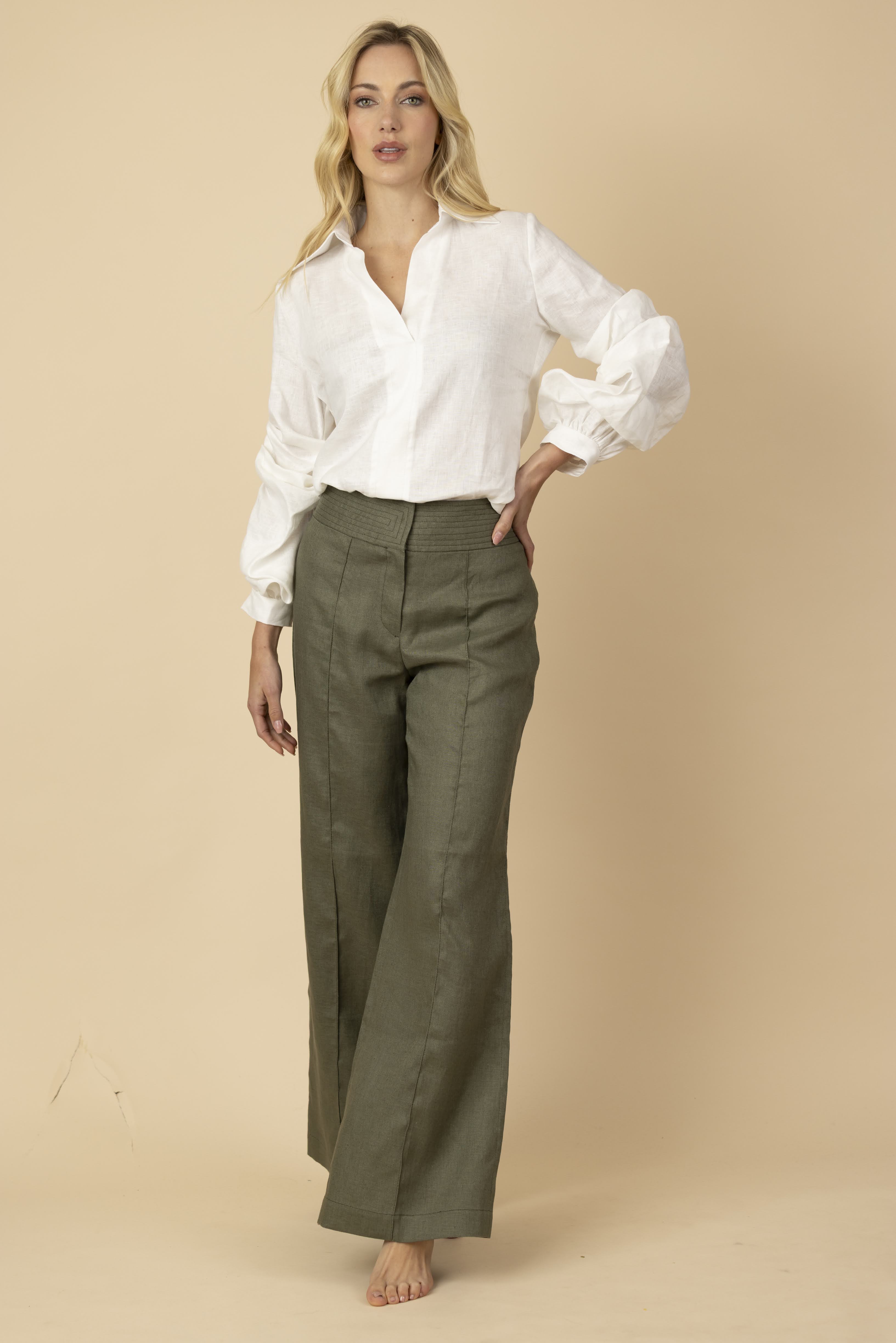 Blusa Amelia 100% Lino Marfil