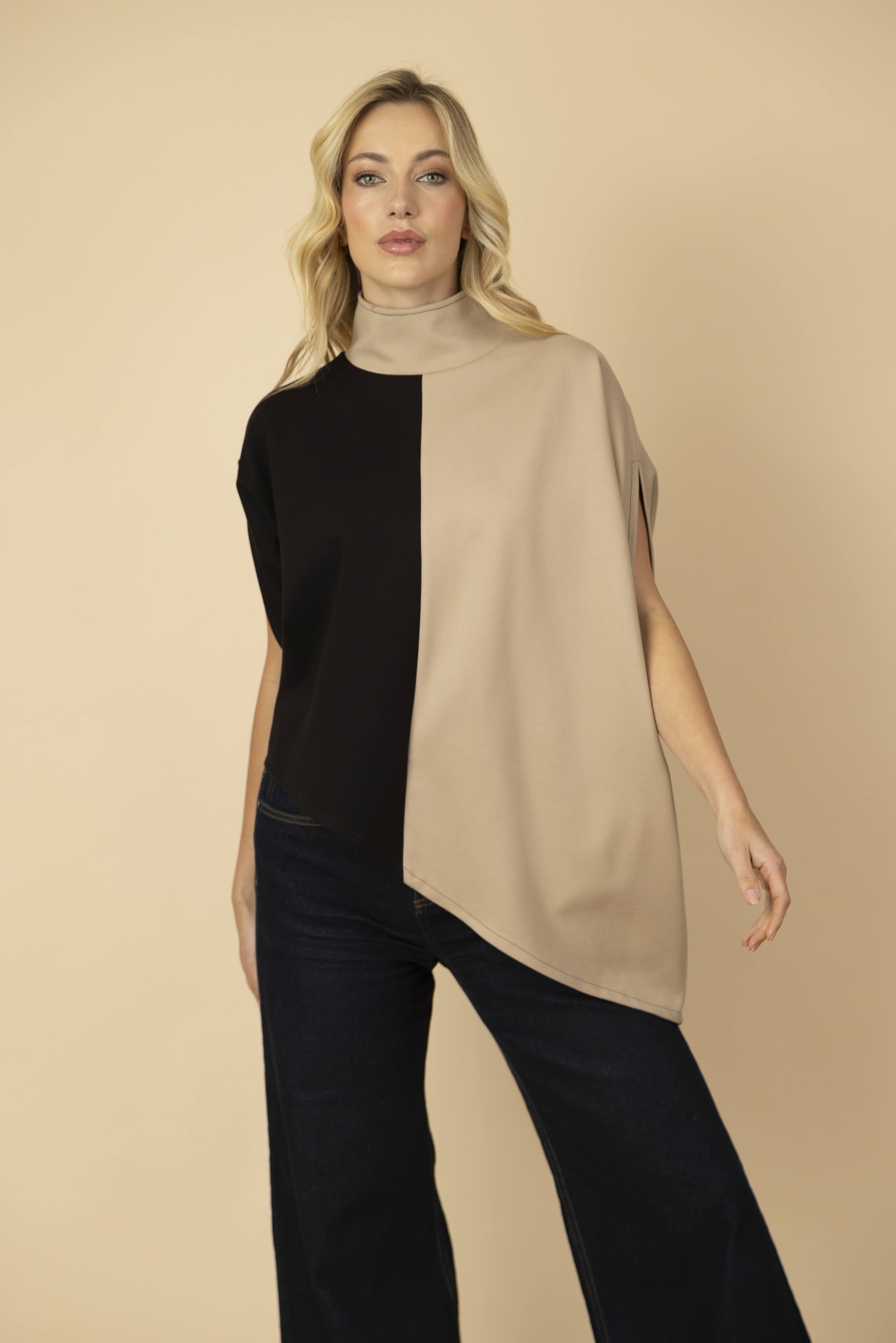 Blusón Sasha Ponti Negro/Beige