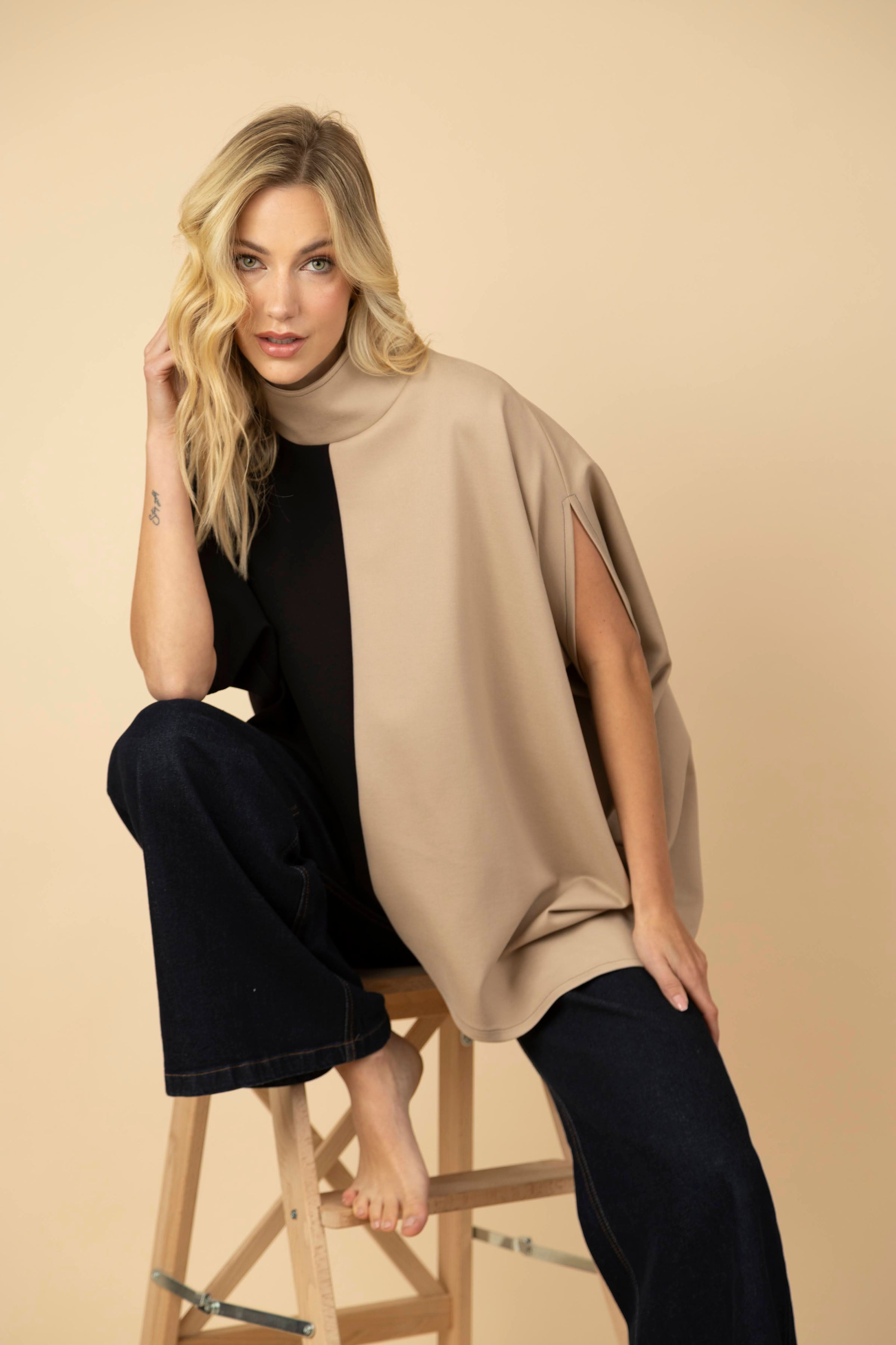 Blusón Sasha Ponti Negro/Beige