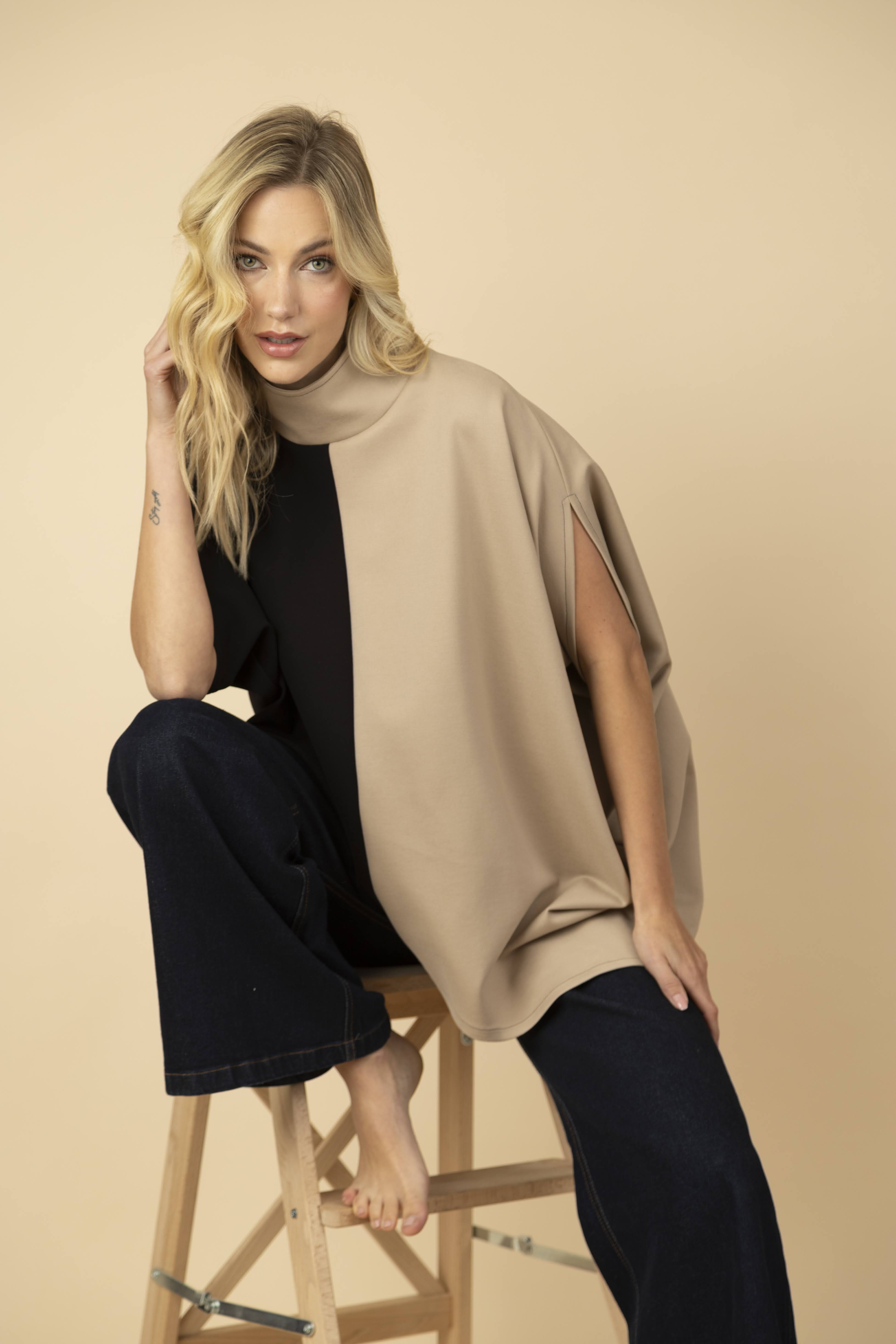 Blusón Sasha Ponti Negro/Beige