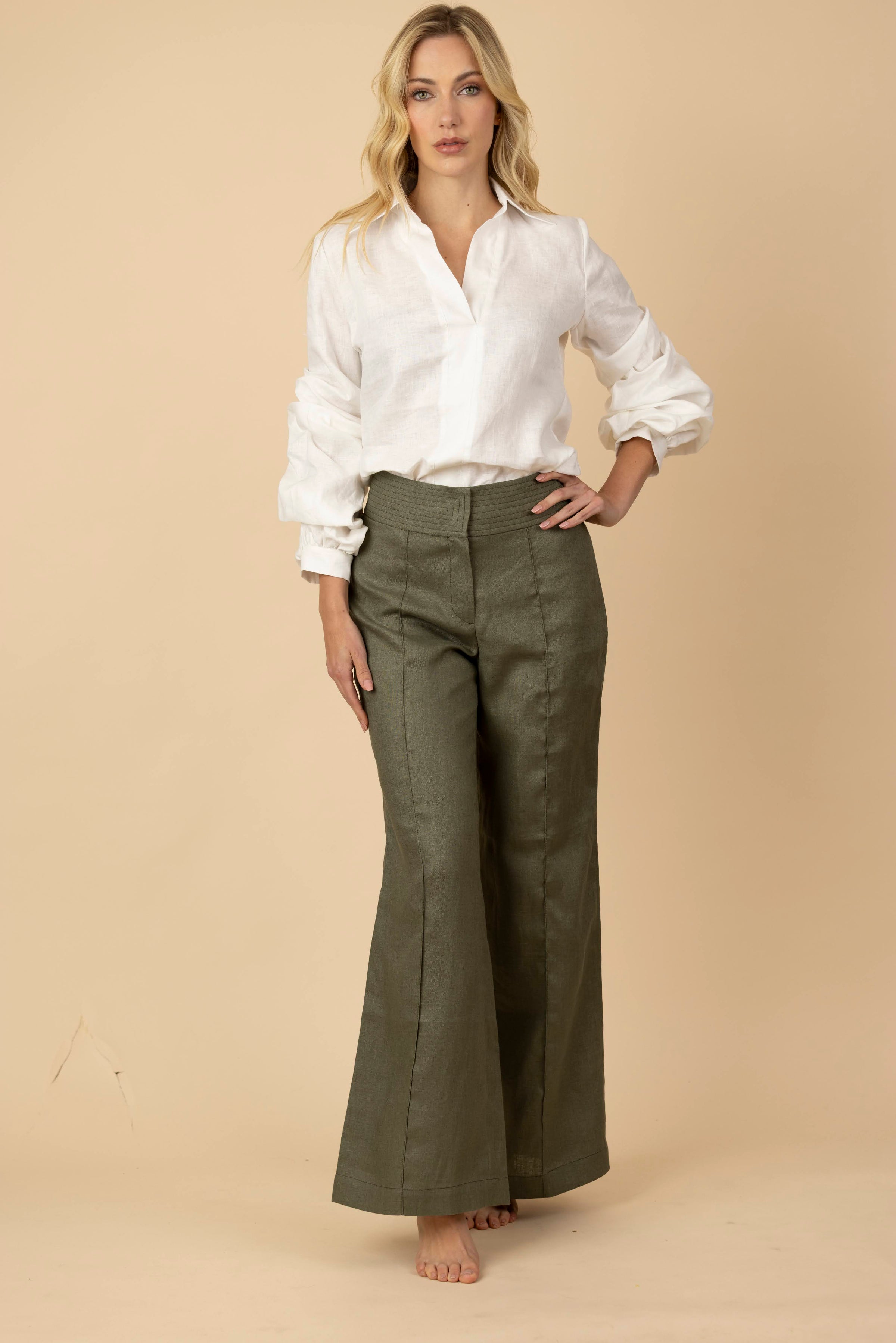 Blusa Amelia 100% Lino Marfil