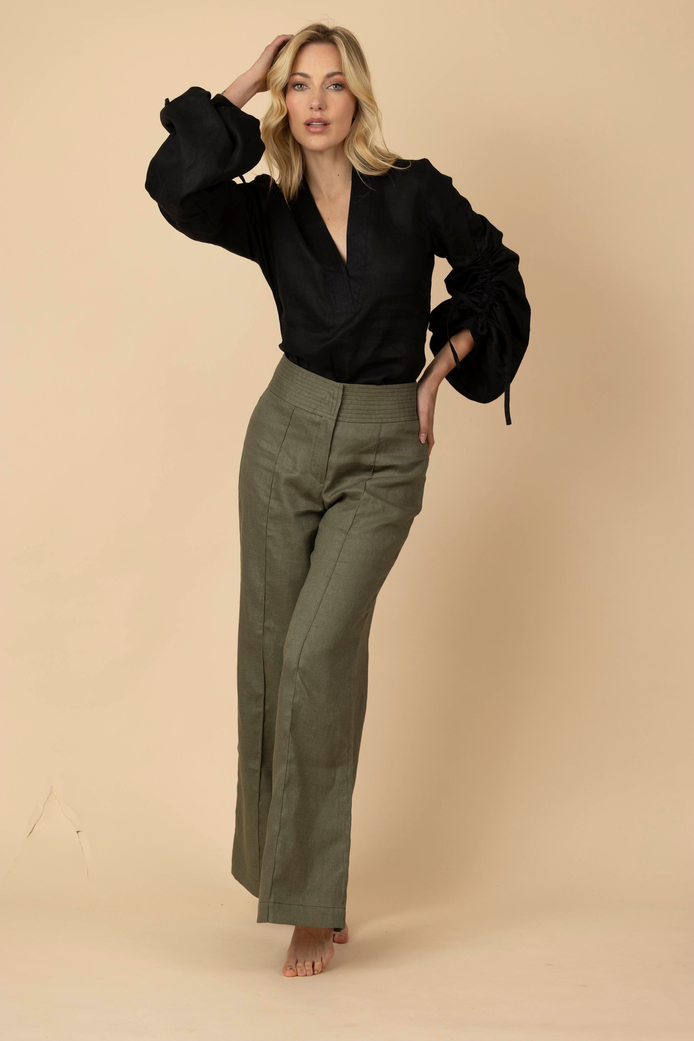 Blusa Juana 100% Lino Negra