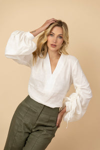 Blusa Juana 100% Lino Marfil
