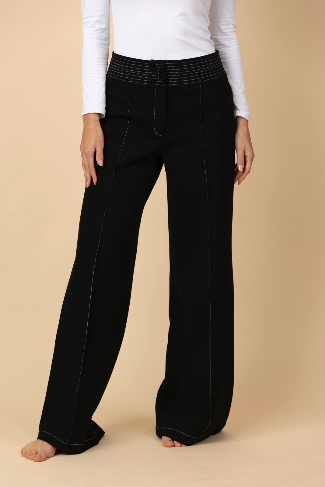 Pantalón Palazzo Ponti con Pespuntes