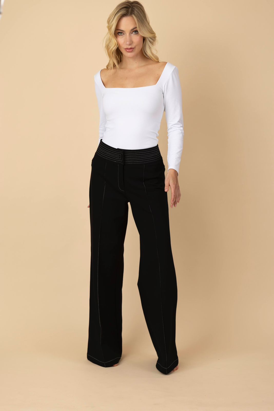 Pantalón Palazzo Ponti con Pespuntes