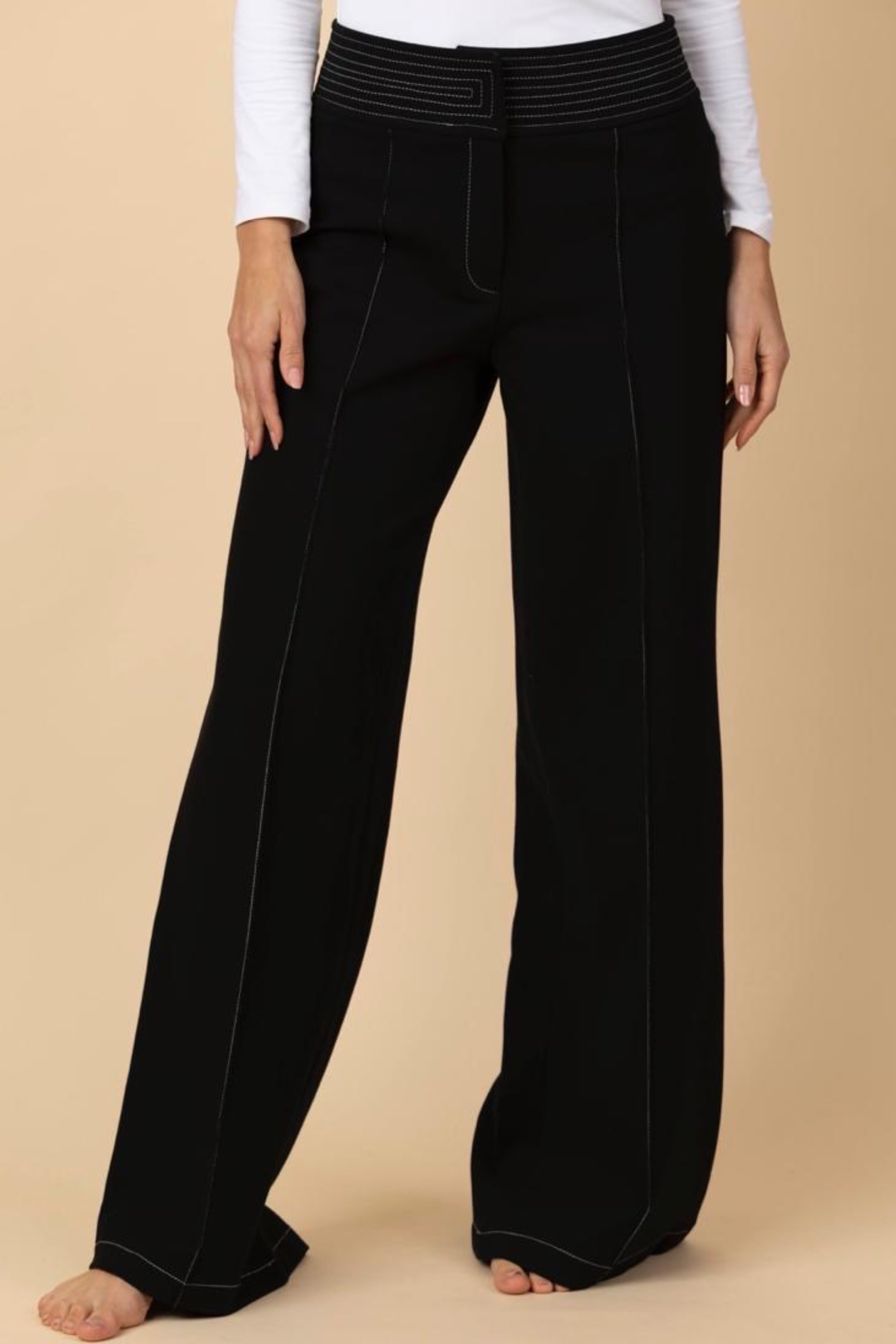 Pantalón Palazzo Ponti con Pespuntes