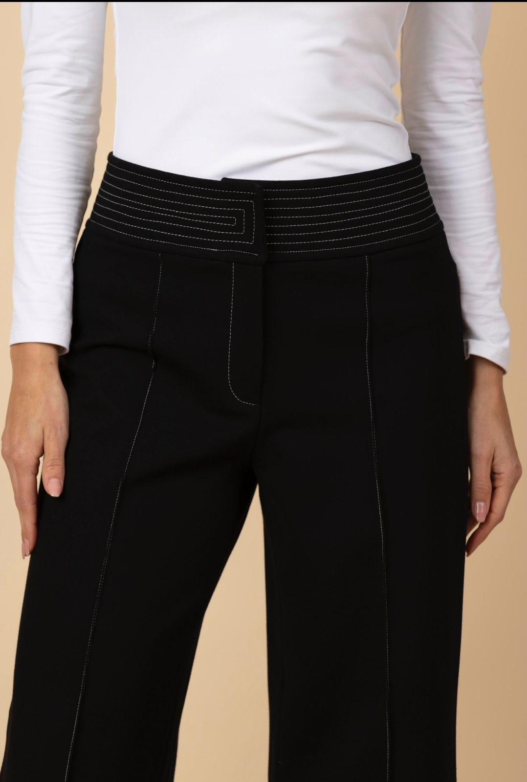 Pantalón Palazzo Ponti con Pespuntes