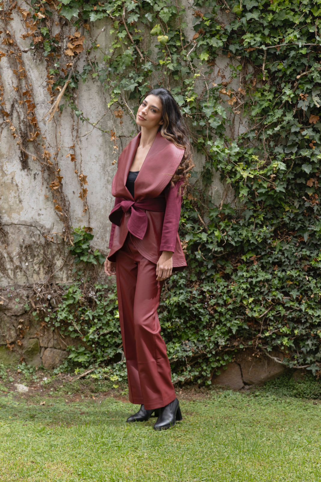 Pantalón Palazzo Ecocuero Vino