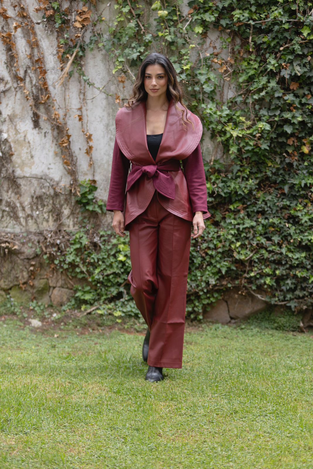 Pantalón Palazzo Ecocuero Vino