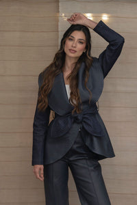 Pantalón Palazzo Ecocuero Azul Navy