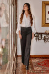 Pantalón Ponti Doble Pasador Gris Jaspe