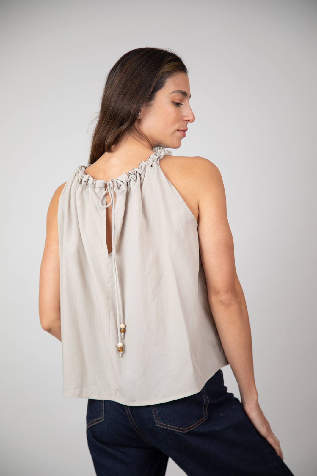 Blusa Cata Sisa de Anudar Beige