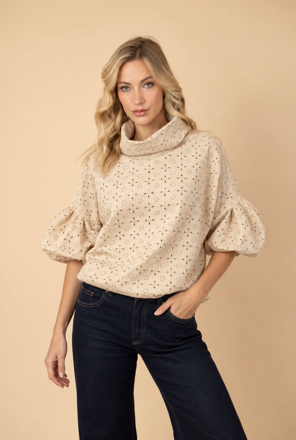 Buzo Florencia Ecocuero Ojalillo Beige