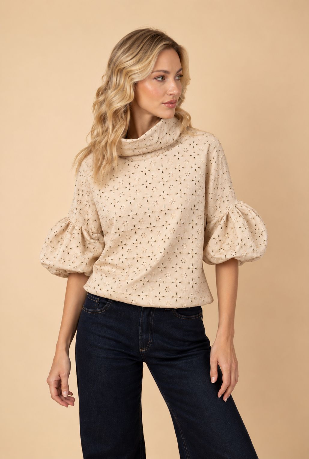 Buzo Florencia Ecocuero Ojalillo Beige