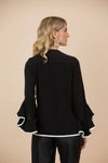 Blusa Emma Negra Sesgos Marfil