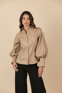 Blusa Chaqueta Ecocuero Lourdes Beige