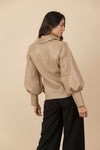 Blusa Chaqueta Ecocuero Lourdes Beige