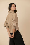 Blusa Chaqueta Ecocuero Lourdes Beige