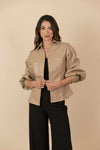 Blusa Chaqueta Ecocuero Lourdes Beige