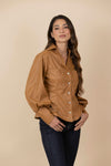 Blusa Chaqueta Ecocuero Lourdes Caramelo Claro