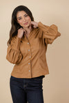 Blusa Chaqueta Ecocuero Lourdes Caramelo Claro