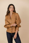 Blusa Chaqueta Ecocuero Lourdes Caramelo Claro