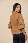 Blusa Chaqueta Ecocuero Lourdes Caramelo Claro