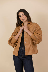 Blusa Chaqueta Ecocuero Lourdes Caramelo Claro