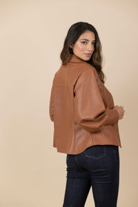Blusa Chaqueta Ecocuero Lourdes Marrón